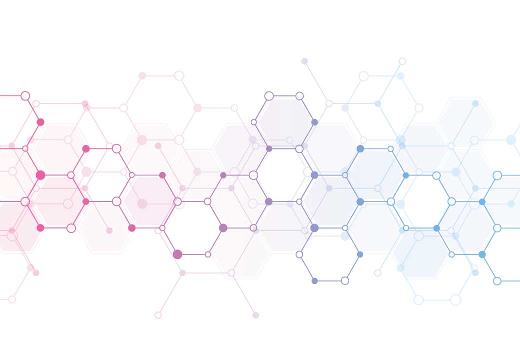 Abstract molecules background. Molecular structures or chemical engineering, genetic research, innovation technology. Scientific, technical or medical concept. Vector illustration.