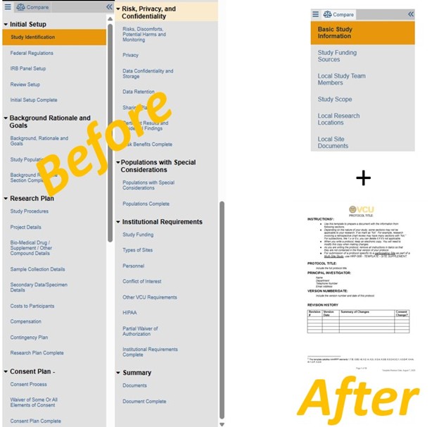 Screenshot of RAMS-IRB to VIRBs application and protocol transfer
