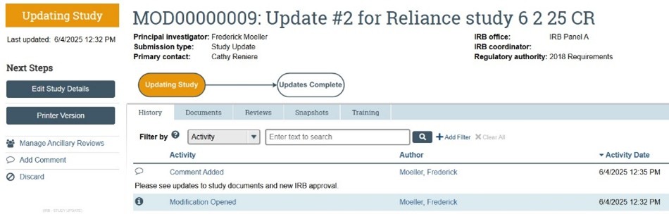 Study updates screenshot