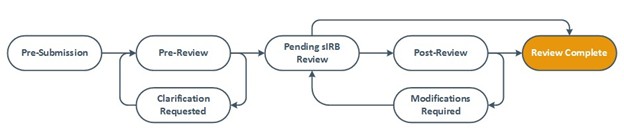 Screen shot of step by step flow chart for review progress in VIRBs